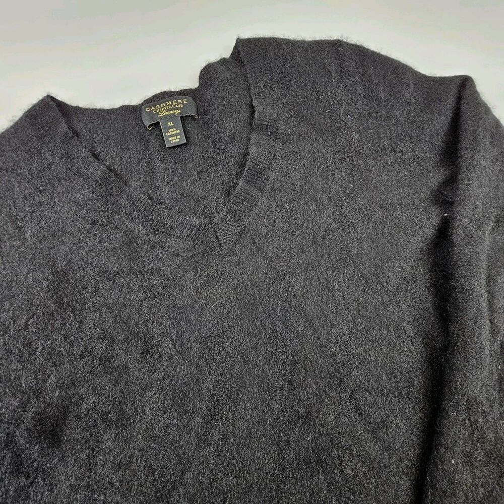 Charter Club Luxury Cashmere Sweater Womens XL Black 100% Cashmere V Neck